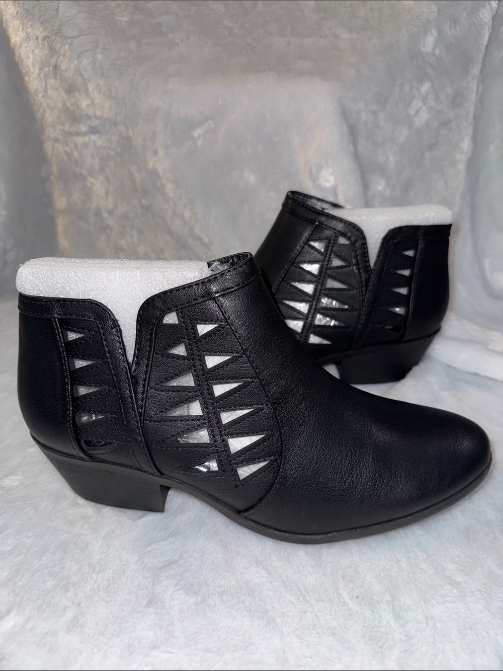 NWT Marco Republic Black Leather Ankle Booties with Cutout Detail